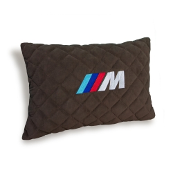 Подушка из алькантары темно-коричневая с вышивкой 